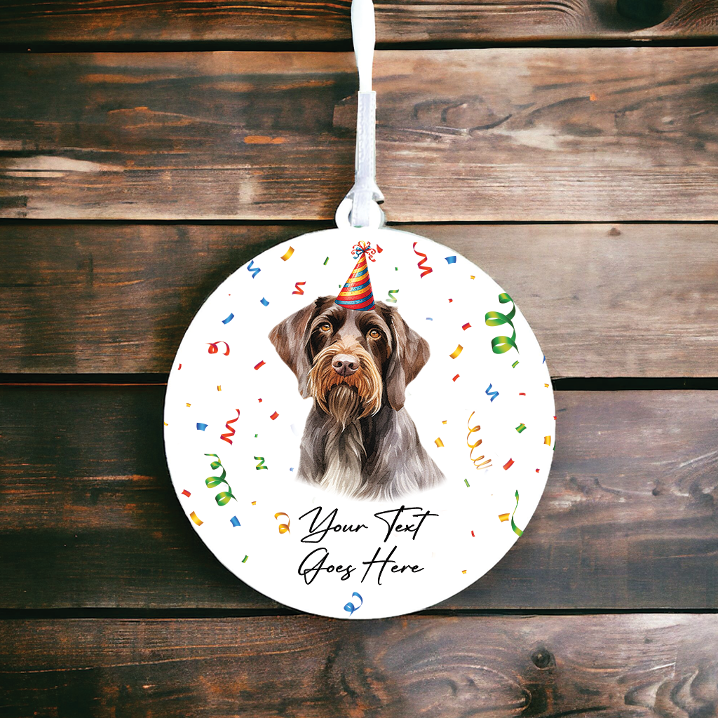 Personalised Pet Dog Birthday Party celebration – German Wirehaired Pointer - Keepsake Gift, by Floppsie Moppsie – floppsiemoppsie at floppsiemoppsie.co.uk