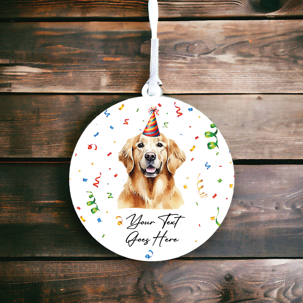 Personalised Pet Dog Birthday Party celebration – Golden Retriever - Keepsake Gift, by Floppsie Moppsie – floppsiemoppsie at floppsiemoppsie.co.uk