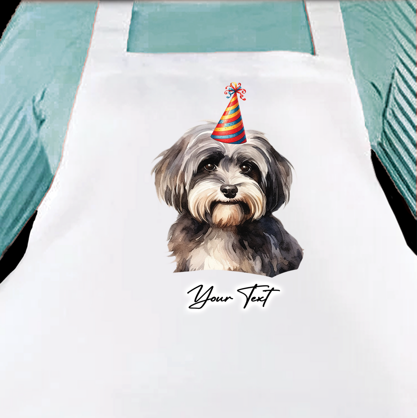 Personalised Dog Birthday Party Hat Cooking Apron - Havanese