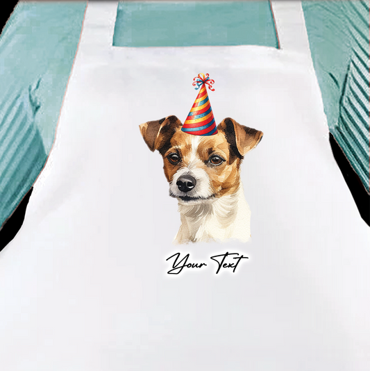 Personalised Dog Birthday Party Hat Cooking Apron - Jack Russell Terrier