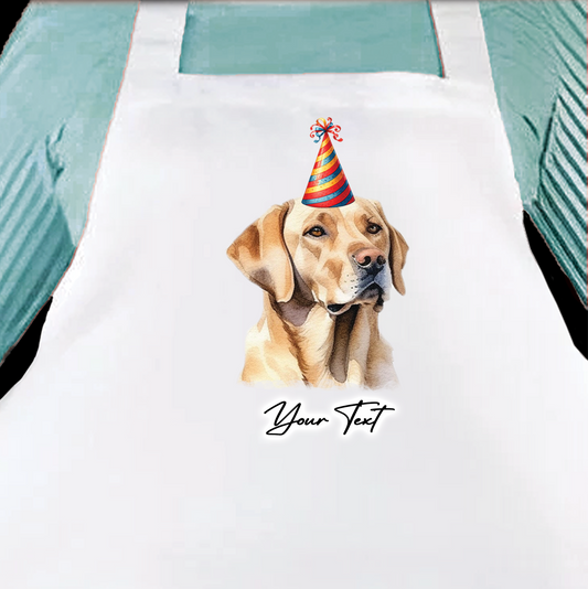 Personalised Dog Birthday Party Hat Cooking Apron - Labrador Retriever