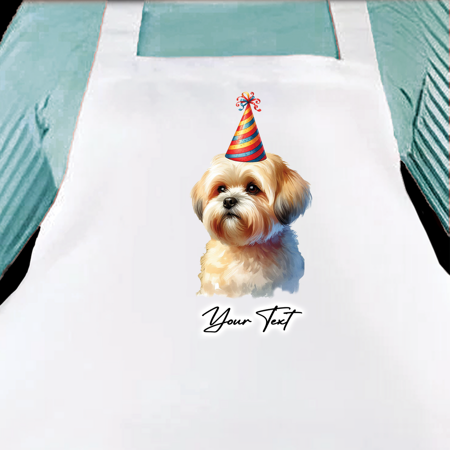 Personalised Dog Birthday Party Hat Cooking Apron - Shorthaired Lhasa Apso