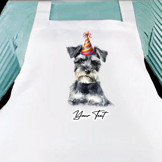 Personalised Dog Birthday Party Hat Cooking Apron - Schnauzer