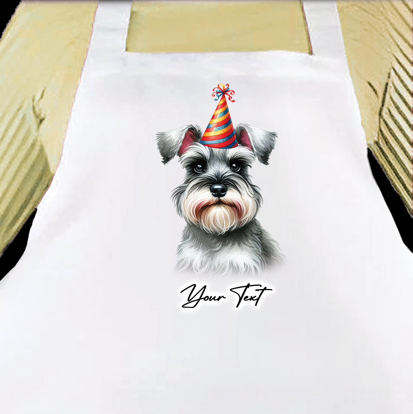 Personalised Dog Birthday Party Hat Cooking Apron - Schnauzer