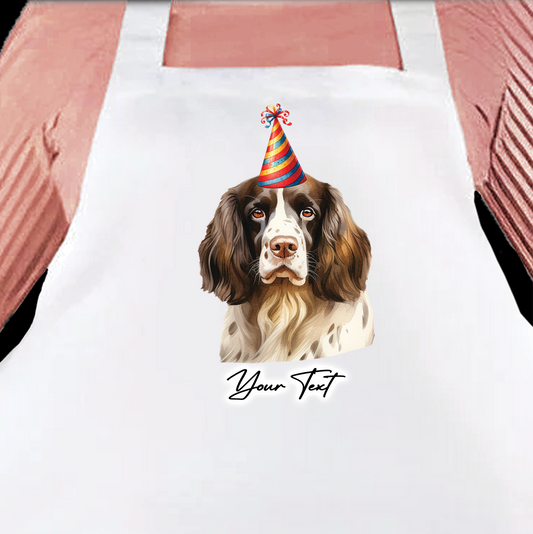 Personalised Dog Birthday Party Hat Cooking Apron - English Springer Spaniel