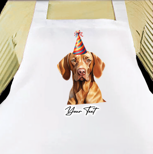 Personalised Dog Birthday Party Hat Cooking Apron - Vizsla