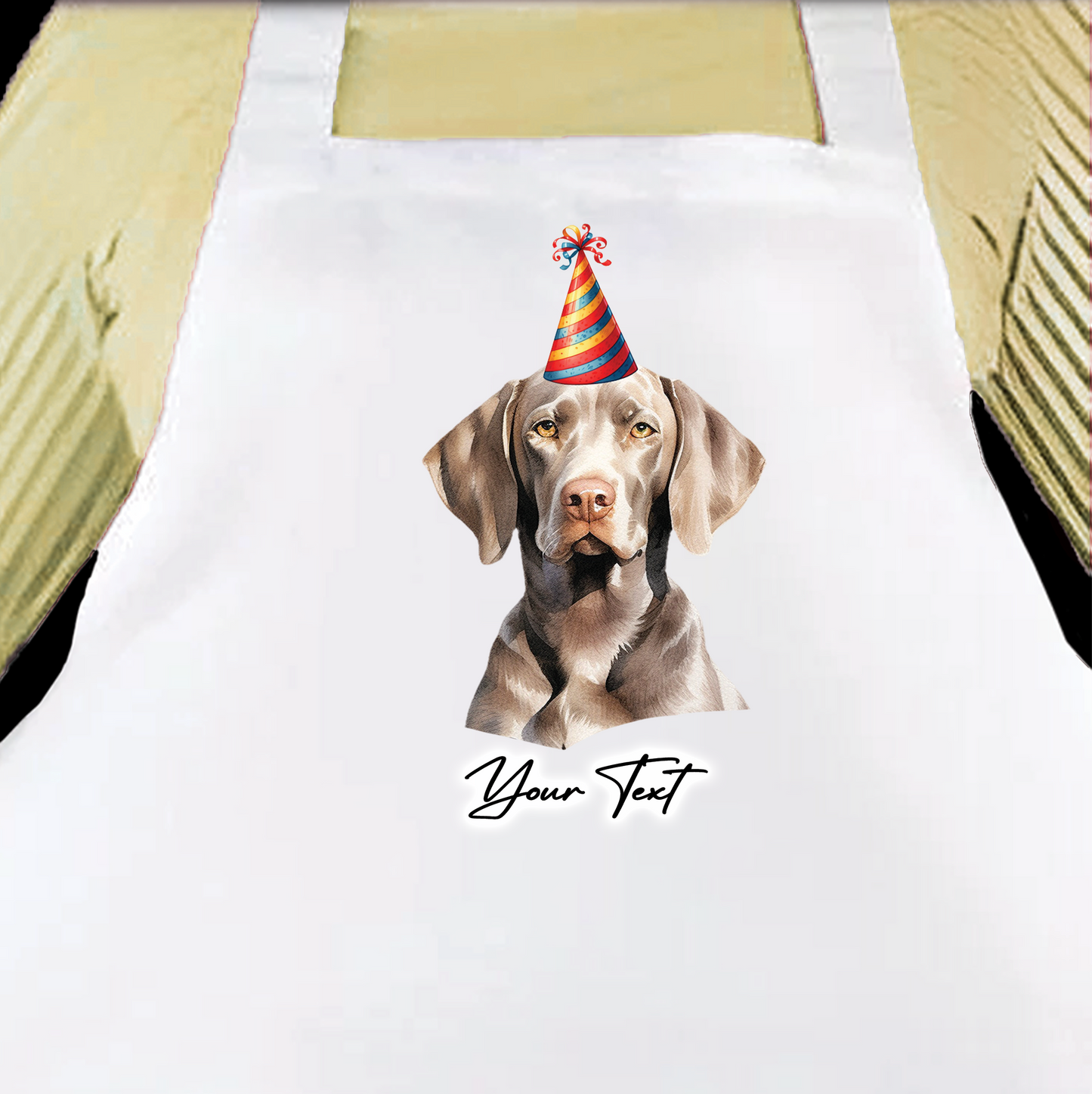 Personalised Dog Birthday Party Hat Cooking Apron - Weimaraner