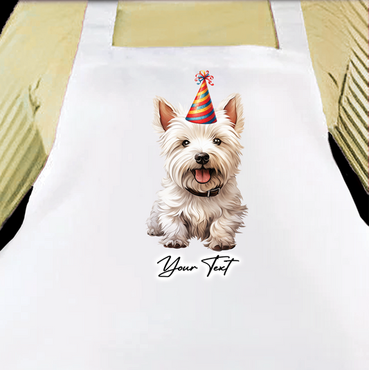 Personalised Dog Birthday Party Hat Cooking Apron - West Highland Terrier