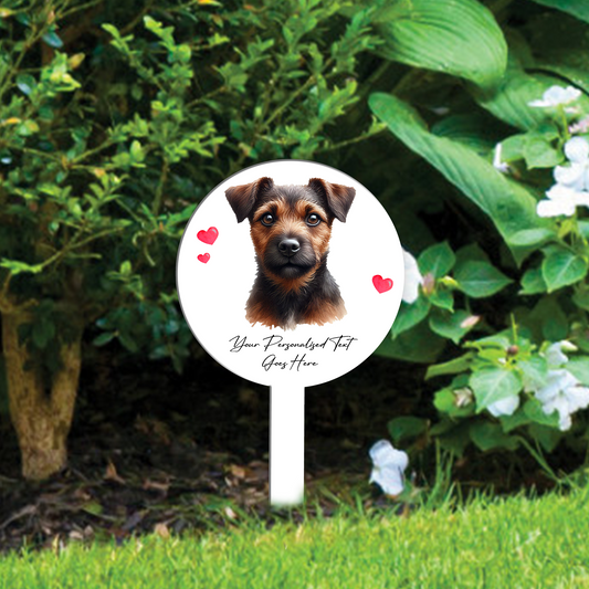 Personalised Dog Love Heart Grave Marker - Red Patterdale