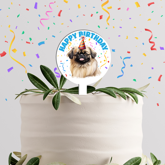 Personalised Dog Party Hat Cake Topper - Pekingese