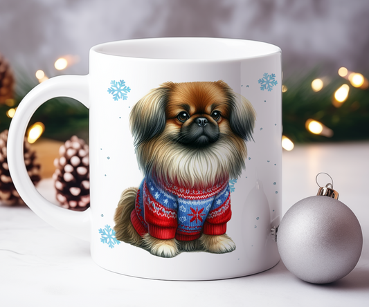 Personalised Pekingese - Dog Christmas Jumper Gift Mug