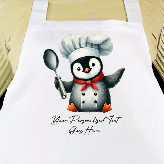 Personalised Watercolour Animal Chef Penguin Cooking Apron