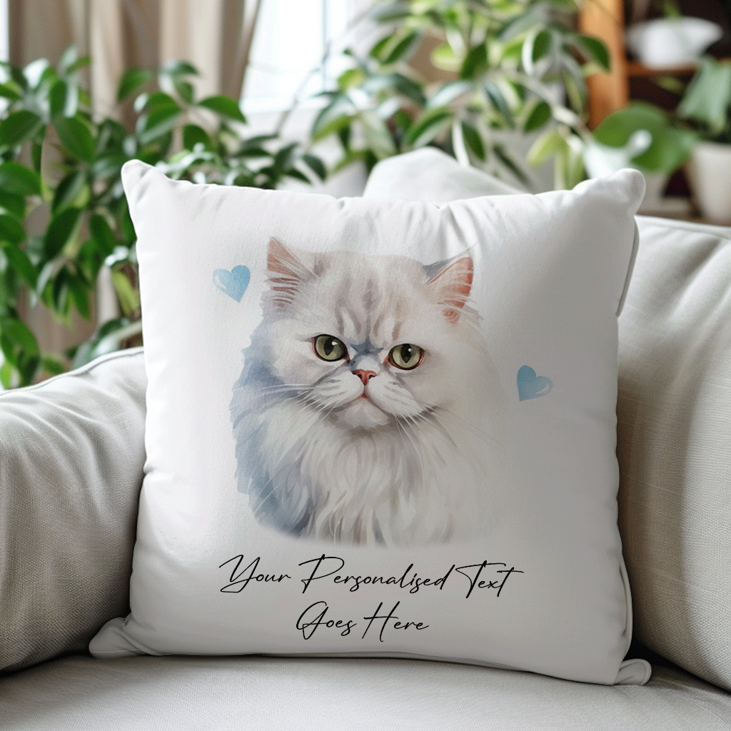 Personalised Persian Cat Love Hearts - Cushion Cover Gift