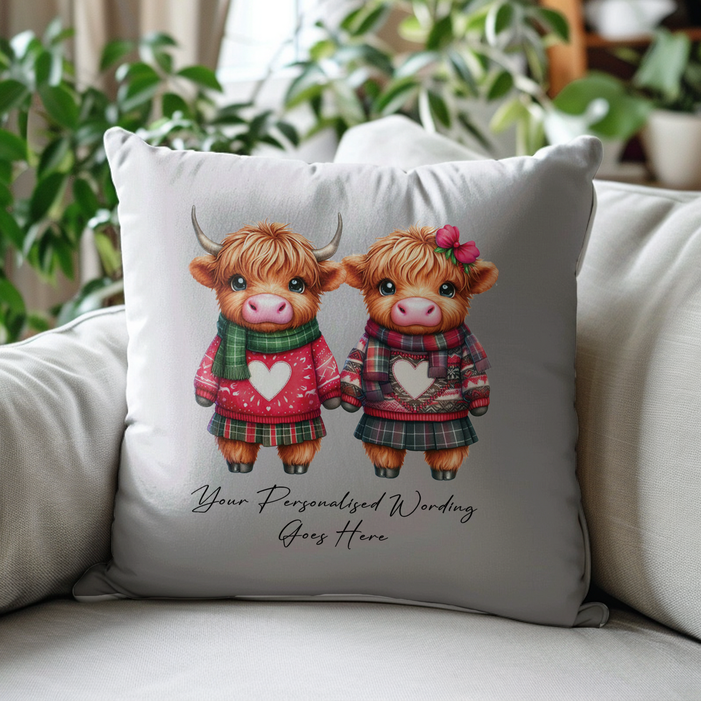 Personalised Couple of Gonk Gnomes in Love Keepsake Gift Cushion