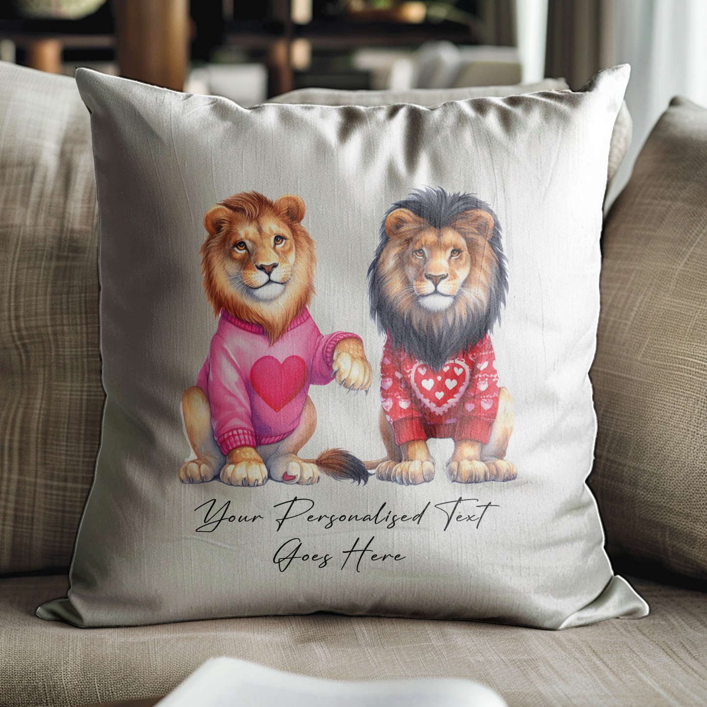 Personalised Couple of Highland Cows in Love Keepsake Gift Cushion