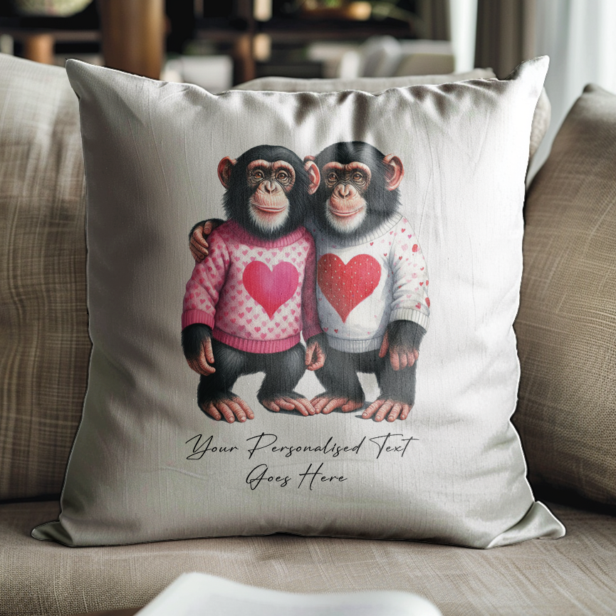 Personalised couple of Chimp Monkey in love sat together - Keepsake Gift, by Floppsie Moppsie – floppsiemoppsie at floppsiemoppsie.co.uk