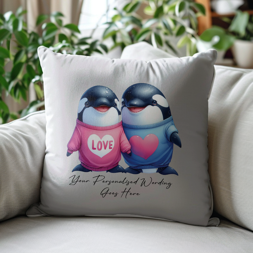 Personalised couple of Orca Whales in love sat together - Keepsake Gift, by Floppsie Moppsie – floppsiemoppsie at floppsiemoppsie.co.uk