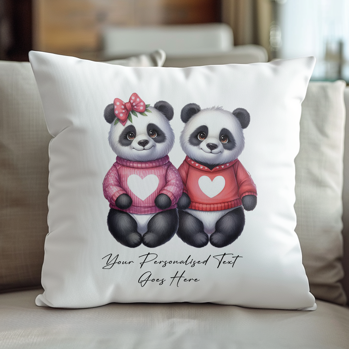 Personalised Couple of Otters in Love Keepsake Gift Cushion