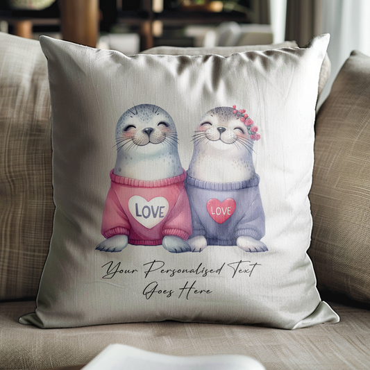 Personalised couple of seal in love sat together - Keepsake Gift, by Floppsie Moppsie – floppsiemoppsie at floppsiemoppsie.co.uk