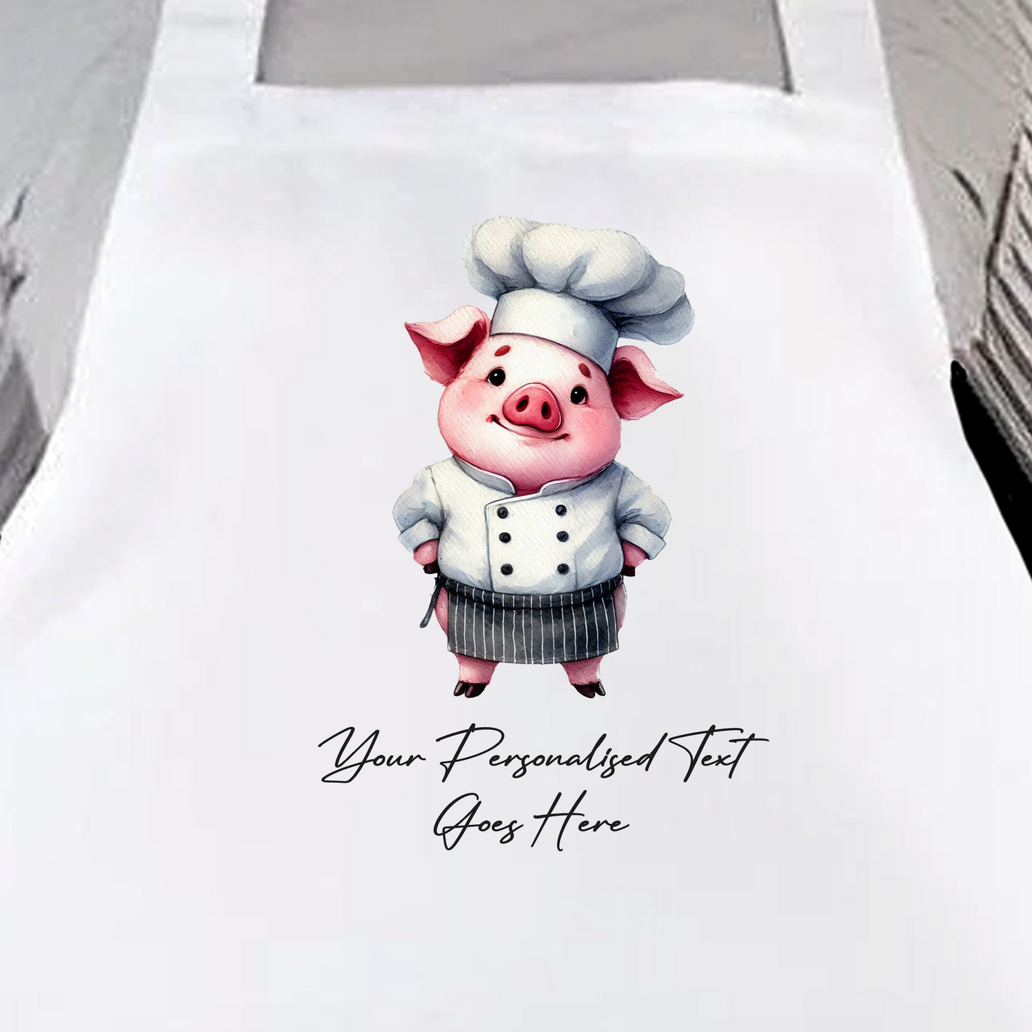 Personalised Watercolour Animal Chef Pig Cooking Apron