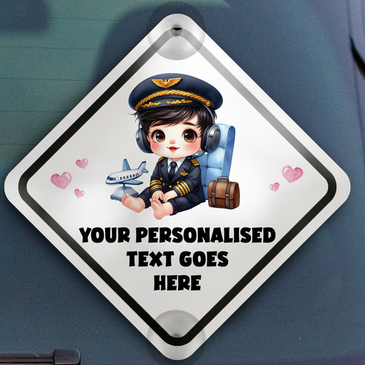 Personalised Baby Child On Board Car Window Sign - Pilot A