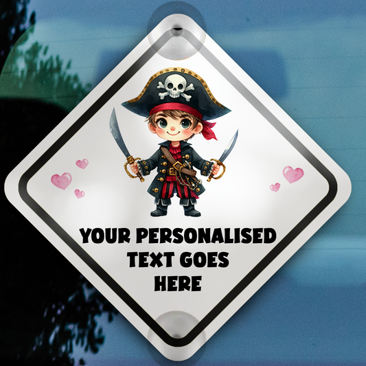 Personalised Baby Child On Board Car Window Sign - Pirate