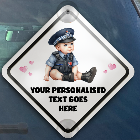 Personalised Baby Child On Board Car Window Sign - Police