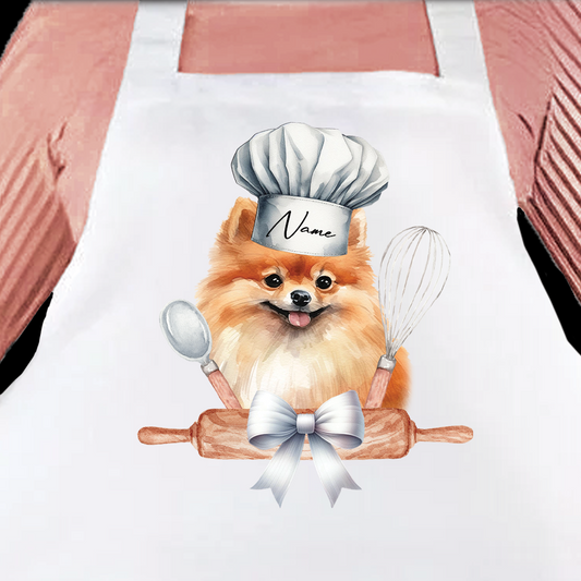 Personalised Pet Chef Dog – Pomeranian - Keepsake Gift Kitchen Baking Cooking Apron, by Floppsie Moppsie – floppsiemoppsie at floppsiemoppsie.co.uk