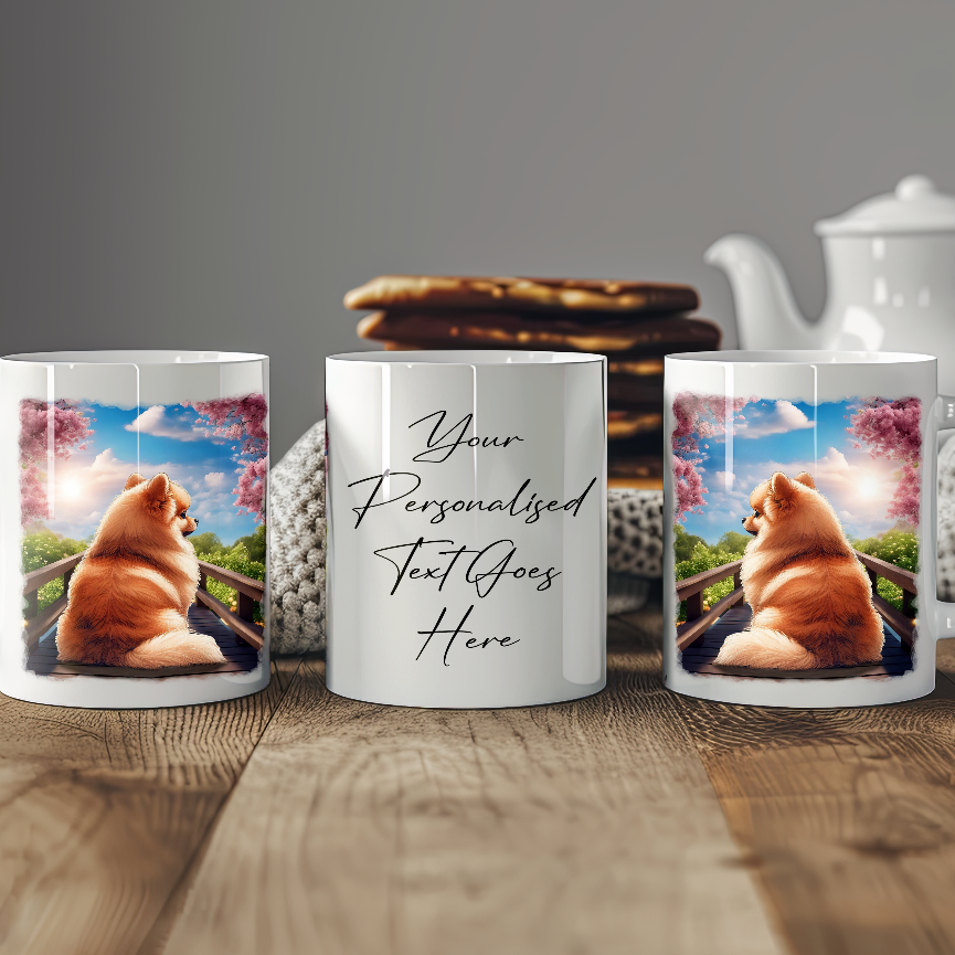 Personalised Bridge Dog Memorial Pomeranian - Keepsake Gift Mug, by Floppsie Moppsie – floppsiemoppsie at floppsiemoppsie.co.uk