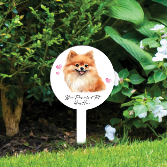 Personalised Dog Love Heart Grave Marker - Pomeranian