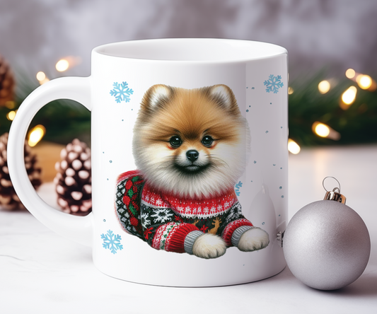 Personalised Pomeranian - Dog Christmas Jumper Gift Mug