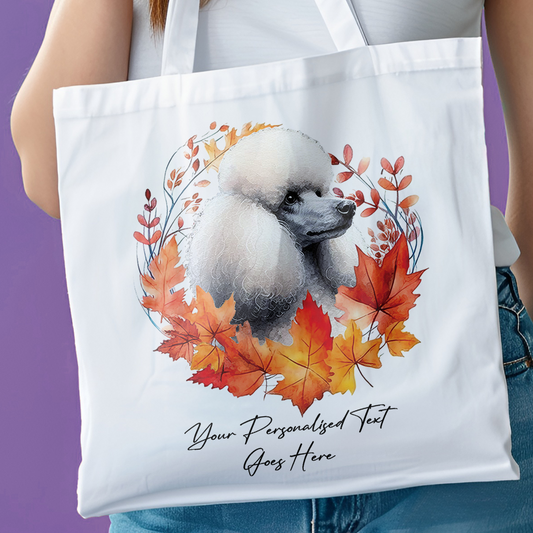 Personalised Dog Autumn Wreath Poodle Tote Bag