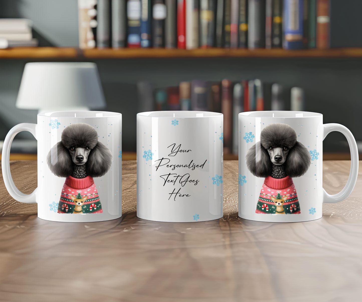 Personalised Black Poodle - Dog Christmas Jumper Gift Mug