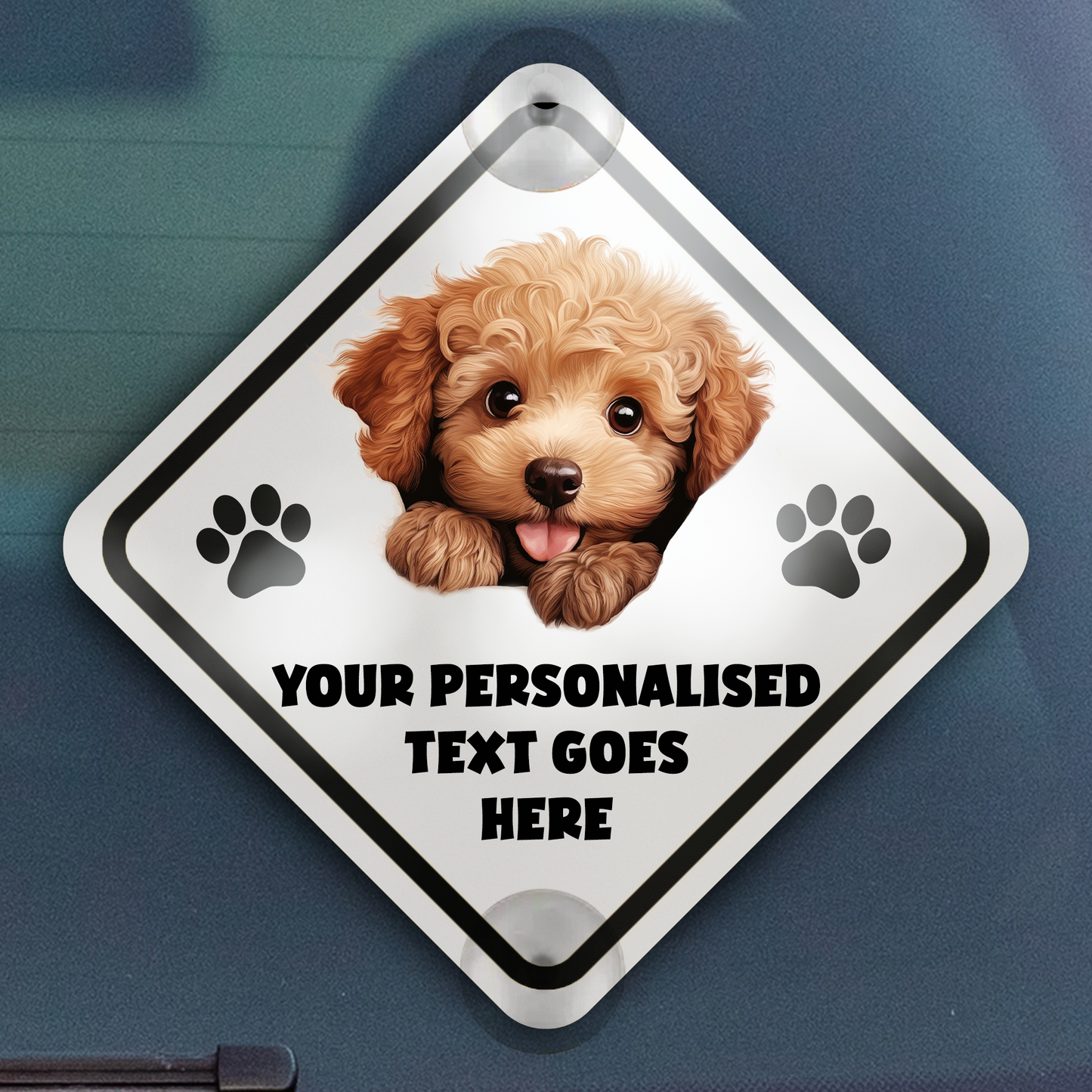 Personalised Dog On Board Car Window Sign - Poodle