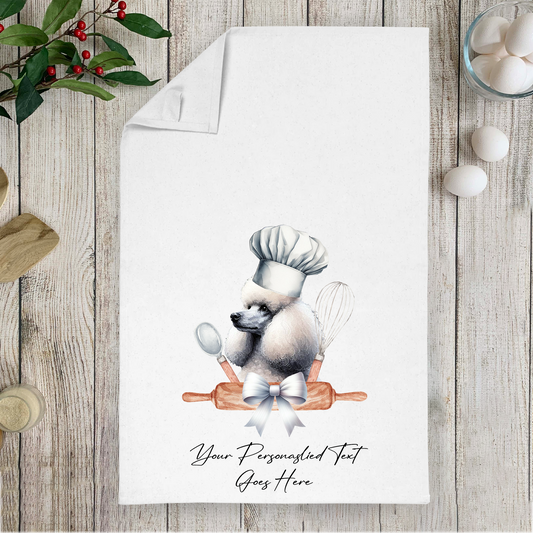 Personalised Dog In Chef Hat Gift Tea Towel - Poodle