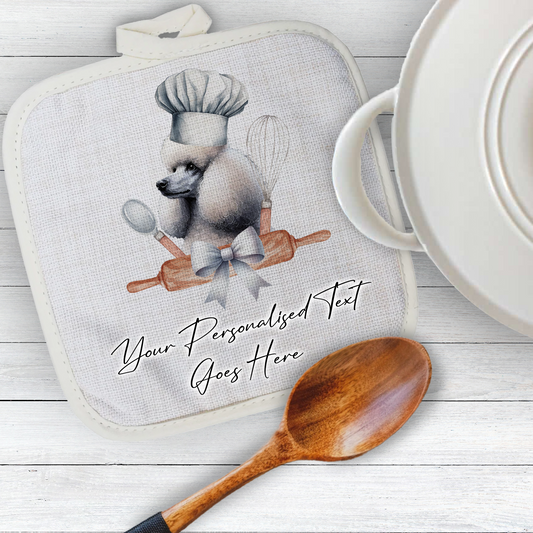 Personalised Dog In Chef Hat Gift Pot Holder / Grab - Poodle