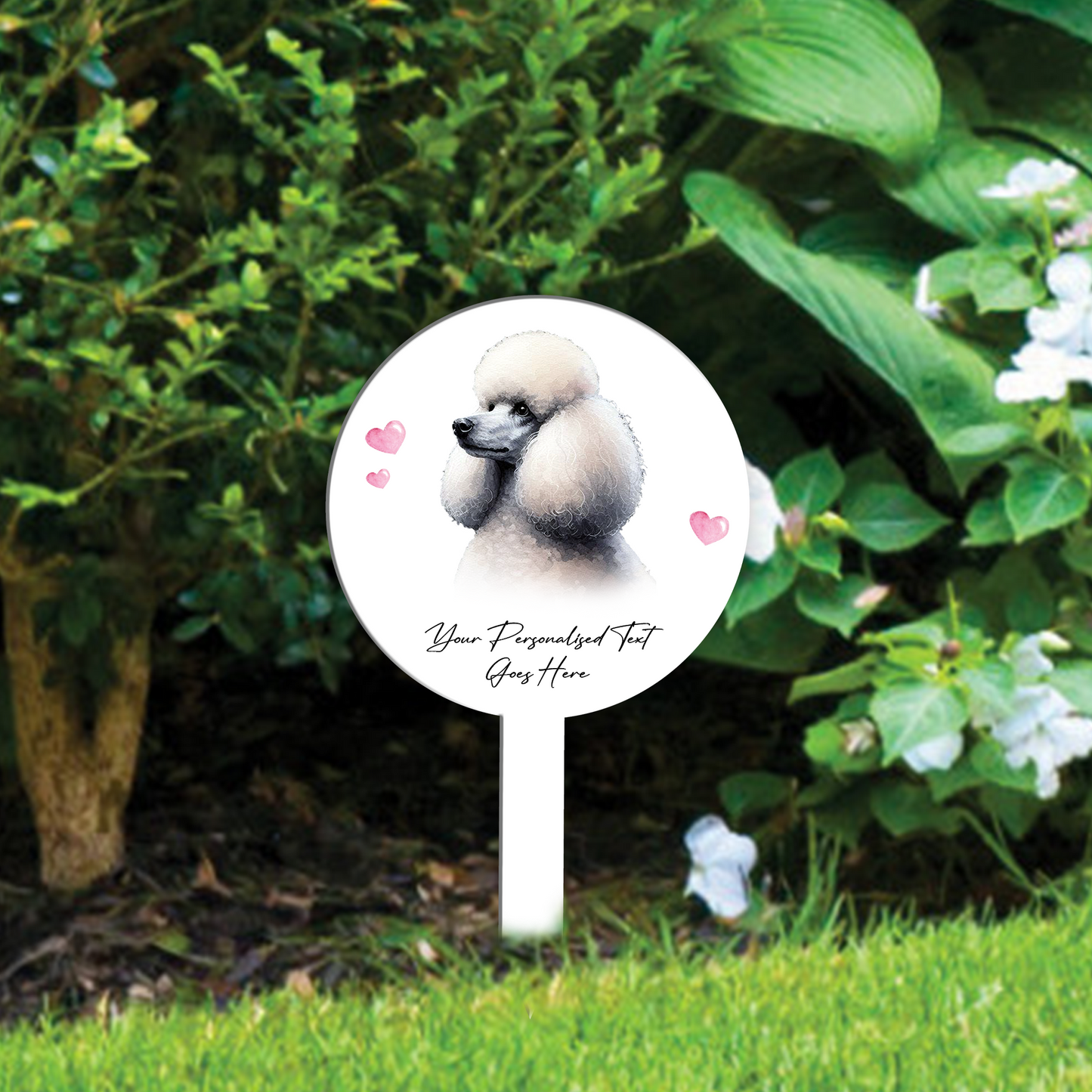 Personalised Dog Love Heart Grave Marker - Poodle