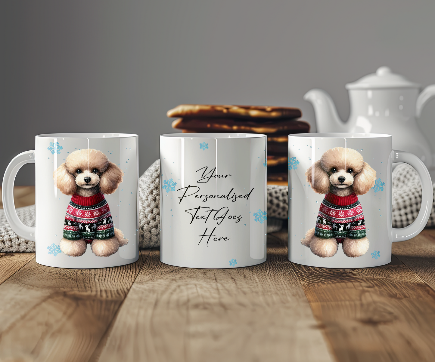 Personalised Poodle - Dog Christmas Jumper Gift Mug