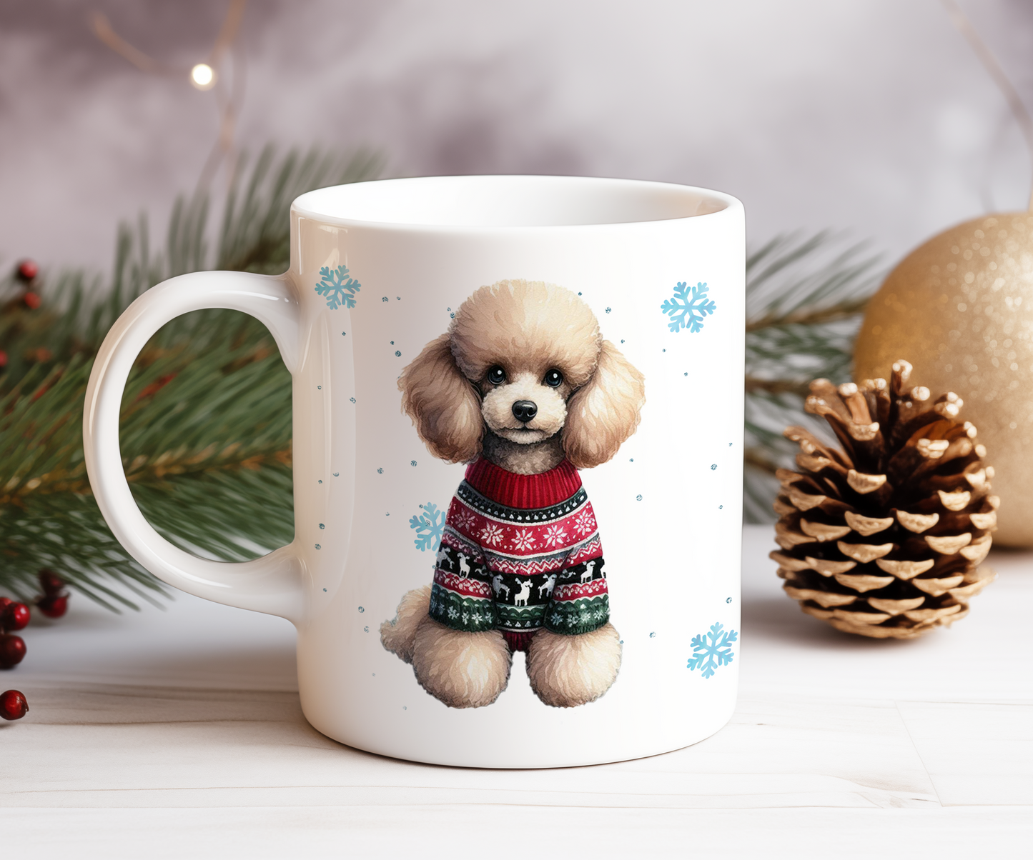 Personalised Poodle - Dog Christmas Jumper Gift Mug