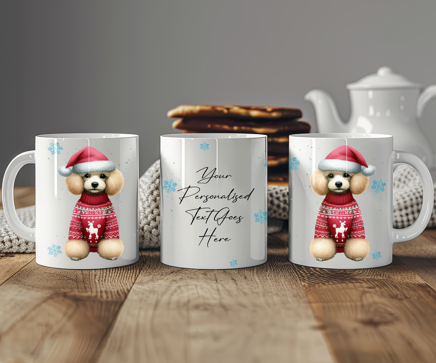 Personalised Poodle - Dog Christmas Jumper Gift Mug - Style B