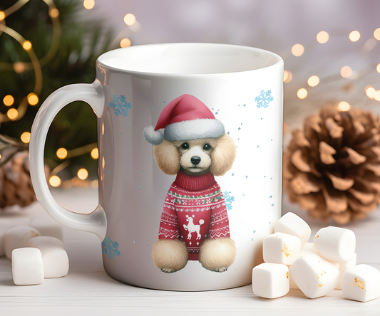 Personalised Poodle - Dog Christmas Jumper Gift Mug - Style B