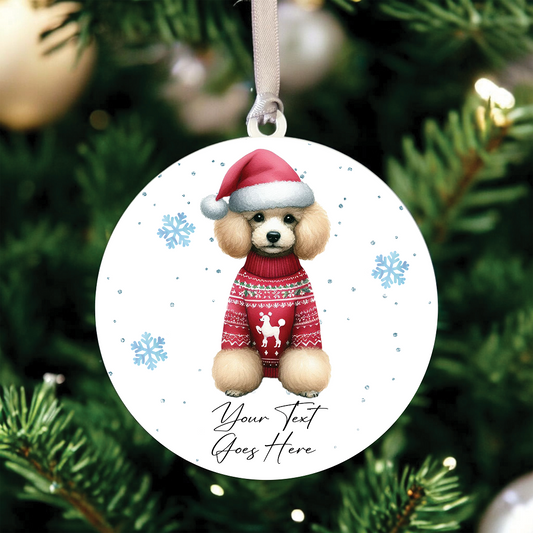 A Personalised Poodle Jumper Dog Hanging Bauble Decoration - Style B