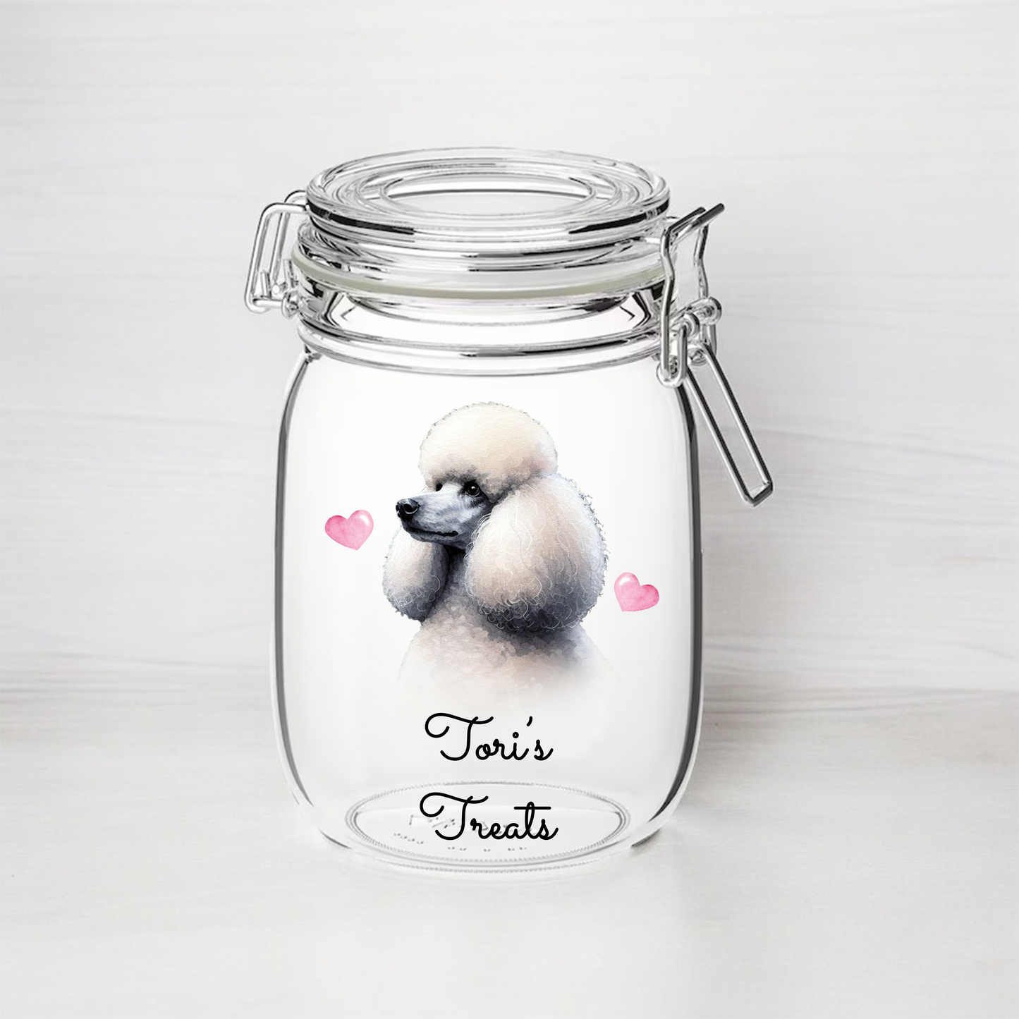 Personalised Poodle - Dog Treat Kilner Style Gift Jar - DGJR36