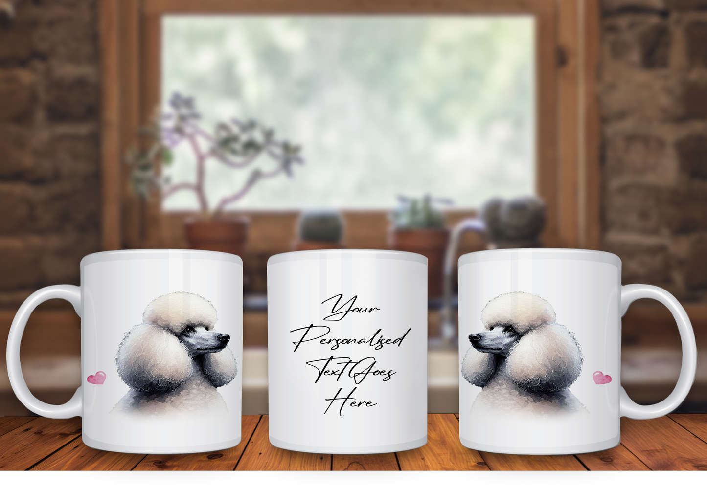 Personalised Dog Gift Mug - Poodle with Custom Message and Optional Hearts