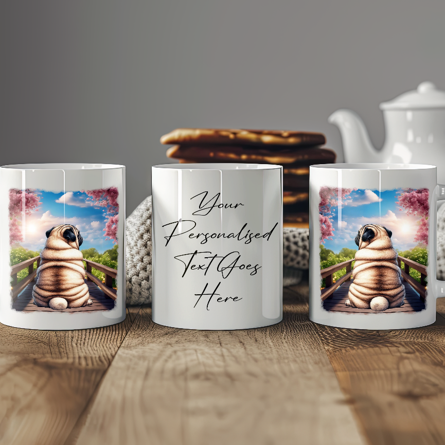 Personalised Bridge Dog Memorial Pug - Keepsake Gift Mug, by Floppsie Moppsie – floppsiemoppsie at floppsiemoppsie.co.uk