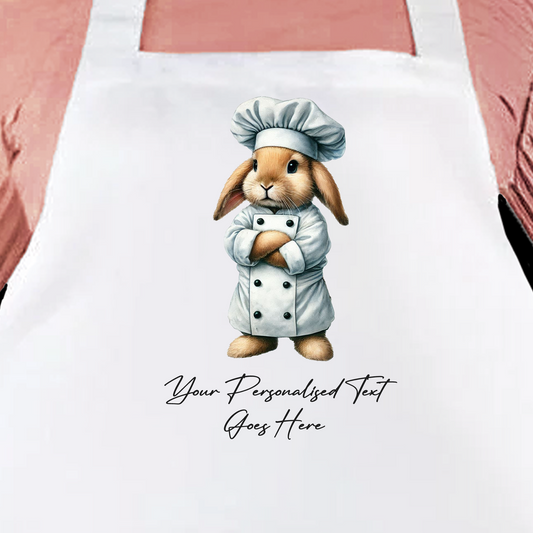 Personalised Watercolour Animal Chef Rabbit Cooking Apron