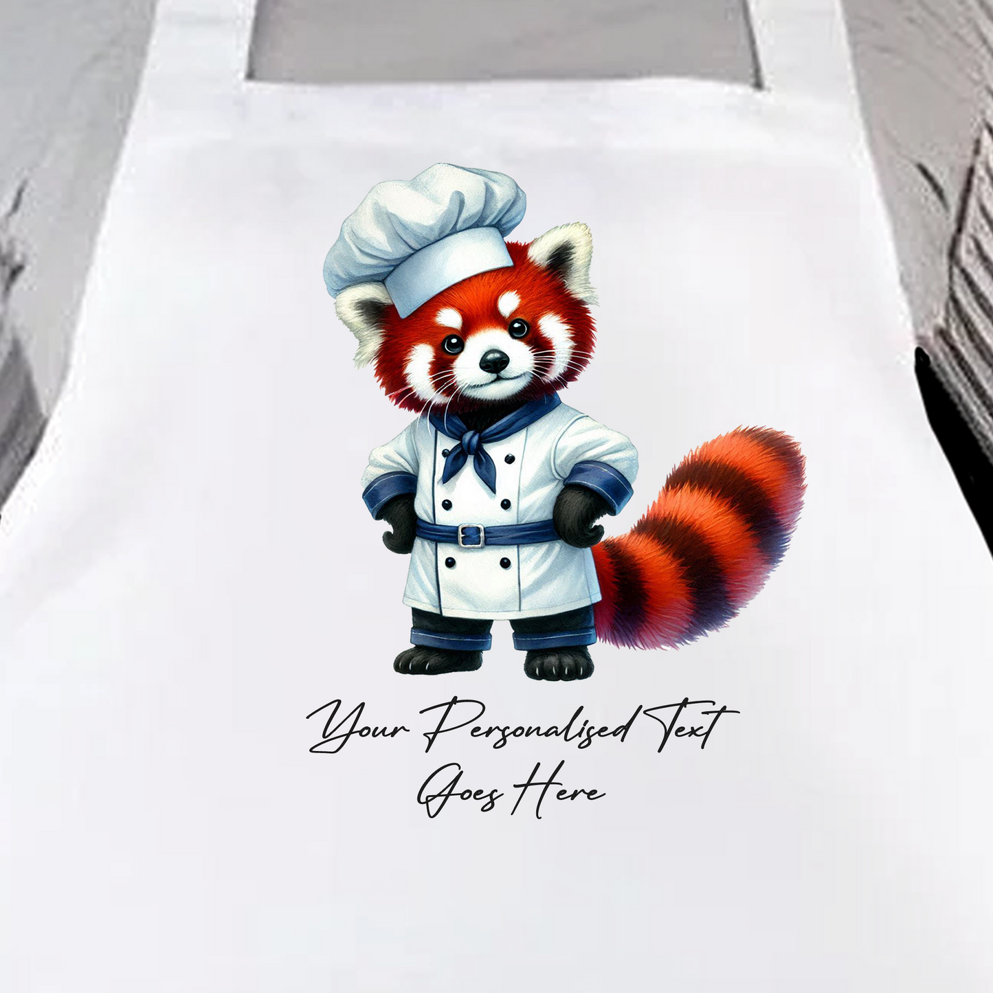 Personalised Watercolour Animal Chef Red Panda Cooking Apron