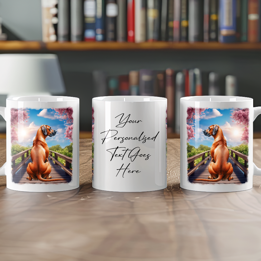 Personalised Bridge Dog Memorial Rhodesian Ridgeback - Keepsake Gift Mug, by Floppsie Moppsie – floppsiemoppsie at floppsiemoppsie.co.uk