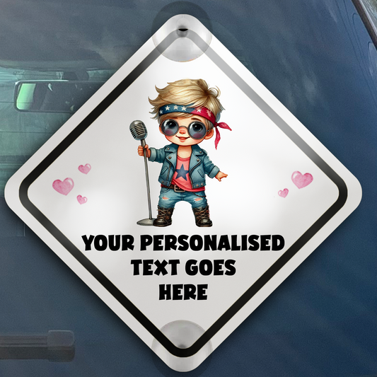 Personalised Baby Child On Board Car Window Sign - Rockstar