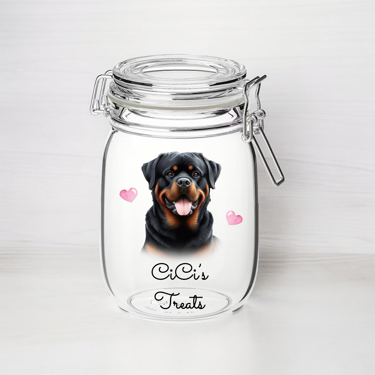 Personalised Rottweiler - Dog Treat Kilner Style Gift Jar - DGJR38